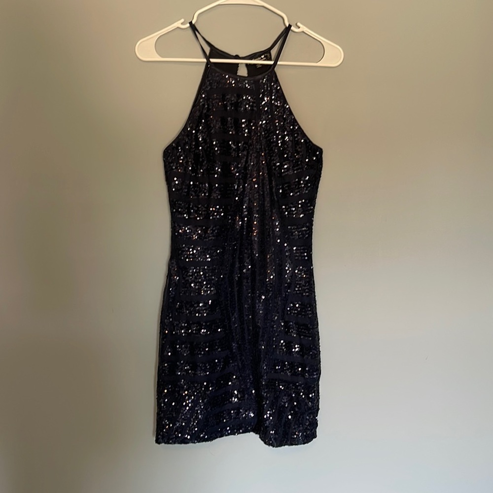Navy blue sequin mini dress